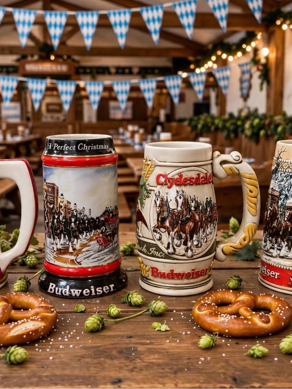 Oktoberfest Bar Set - 4 Budweiser Collector’s Steins